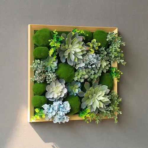 壁挂植物ins装饰北欧绿植墙面装饰客厅背景墙鹿头仿真多肉植物墙 鹿头
