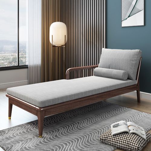 胡桃木美人卧室躺椅懒人简约休闲双人家用阳台实木沙发