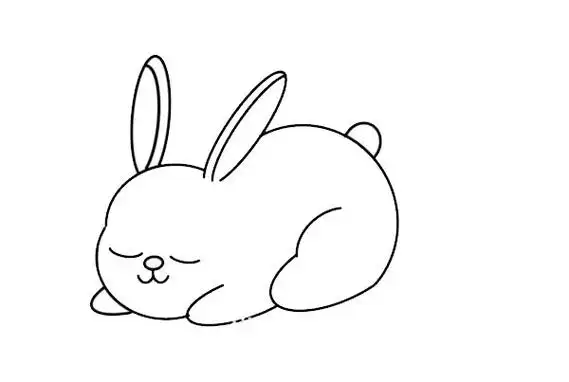 在睡觉的可爱兔子简笔画画法步骤步骤图片 动物-第4张