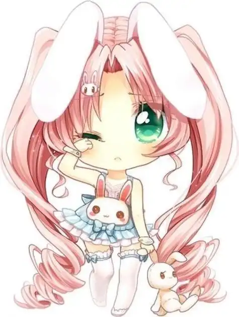 吧-画画可爱动漫女生简笔画教程q版站立的兔子正面简笔画q版兔子女孩