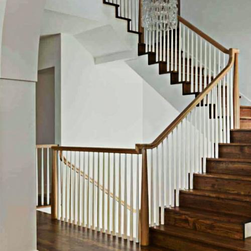 整体实木楼梯木质扶手护栏复式别墅室内定制阁楼家用栏杆立柱简约