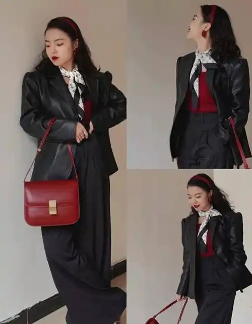 原创女生春季穿黑皮衣太帅了几组穿搭方式值得借鉴谢谢有被飒到