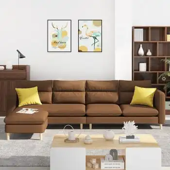 沙发现代简约风格科技布组合客厅北欧沙发棉麻布款咖啡色2357562cm