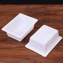 厂家生产豆腐塑料包装盒 白色一次性可封覆膜冷冻食品保鲜内托盘
