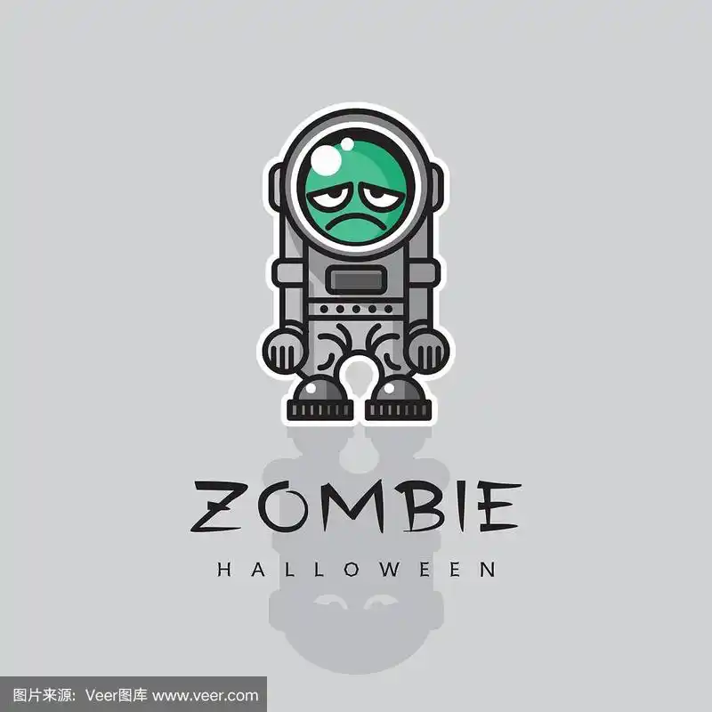 僵尸宇航员-卡通人物为万圣节的原始概念.