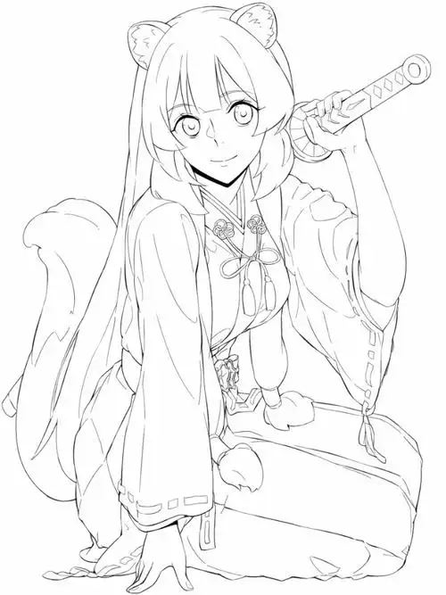 素材高清动漫人物线稿绘画参考