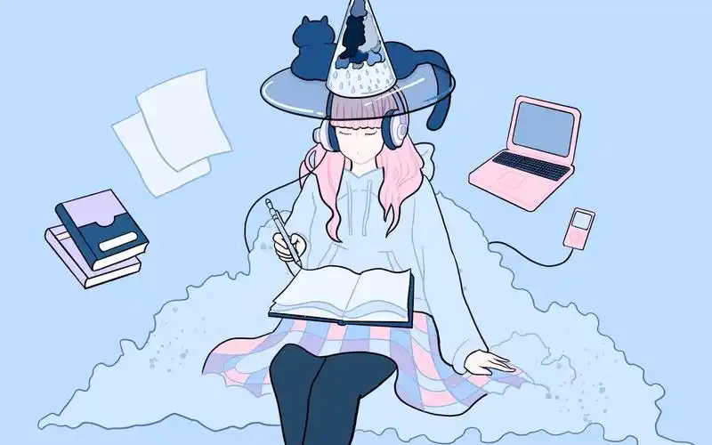 【ipad】冷色系高冷女学霸日系少女/临meyco插画师作品/procreate插画