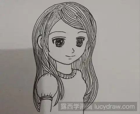 简笔画小女孩微侧面教程