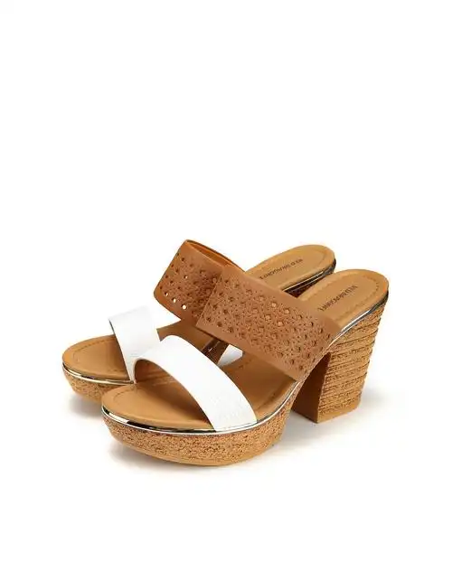 女款白色休闲夏日高跟厚底凉鞋