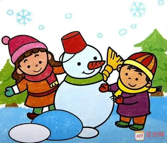冬天堆雪人儿童画怎么画冬天堆雪人简笔画好看关于冬天的儿童画关于