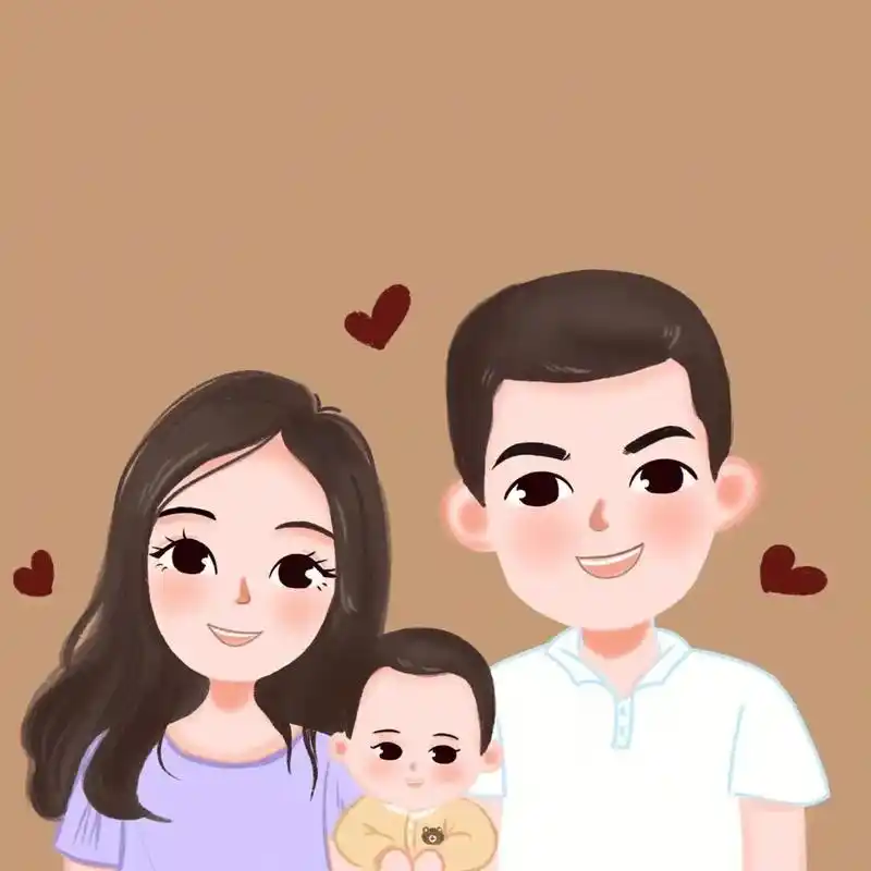 一家三口全家福卡通头像,赶快@另一半 - 抖音