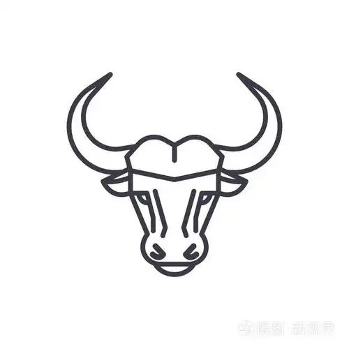水牛头向量线图标, 符号, 背景插图, 可编辑笔画