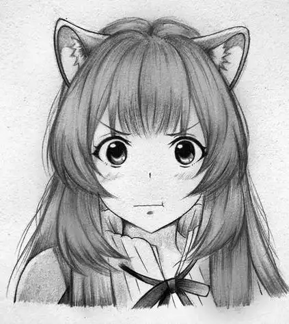 练手,动漫素描,可爱,二次元灵猫课堂大神自动铅笔画出来的二次元人物