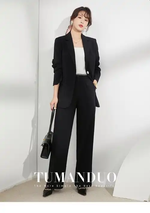 西装外套阔腿裤组合套装两件套高档定制面料复合斜纹绸