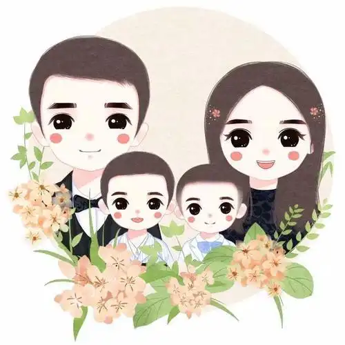 亲子头像一家四口两个儿子