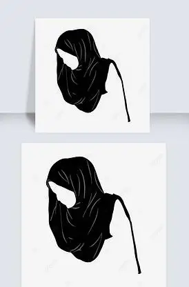 头巾女性低头侧面剪影