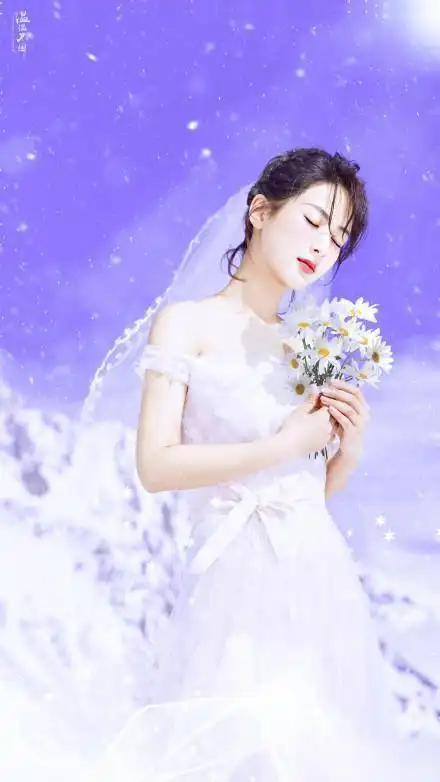 杨紫蓝色刺绣纱裙的仙女紫温婉可人淡雅甜美