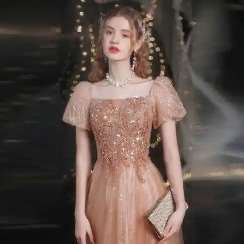 329*高级质感奢华晚礼服裙女宴会轻奢气质名媛仙气小众高端中长款