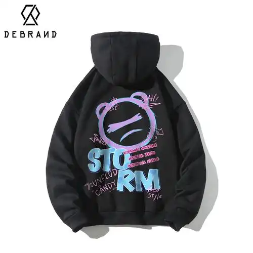 debrand涂鸦印花连帽卫衣男潮ins2022新春秋季季上衣潮牌港风外套视频