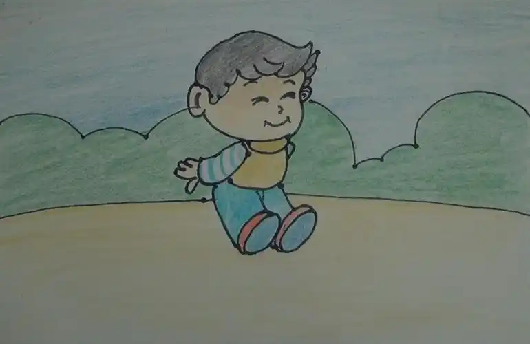 月亮姐姐教你画儿童画跳远的小男孩