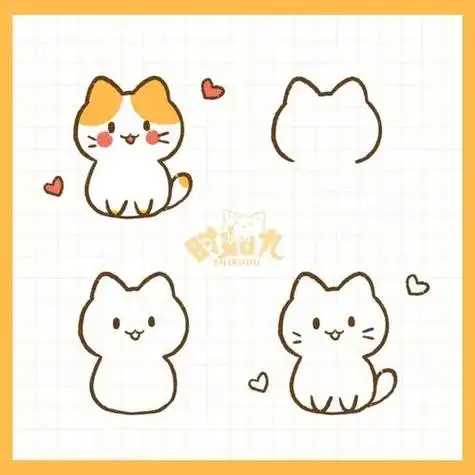 简笔画教程小猫咪手帐素材