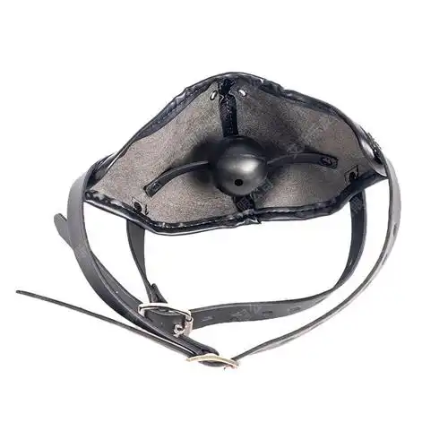 成人情趣女奴面罩超纤皮口罩口球网眼口枷扩口器调教口塞批发