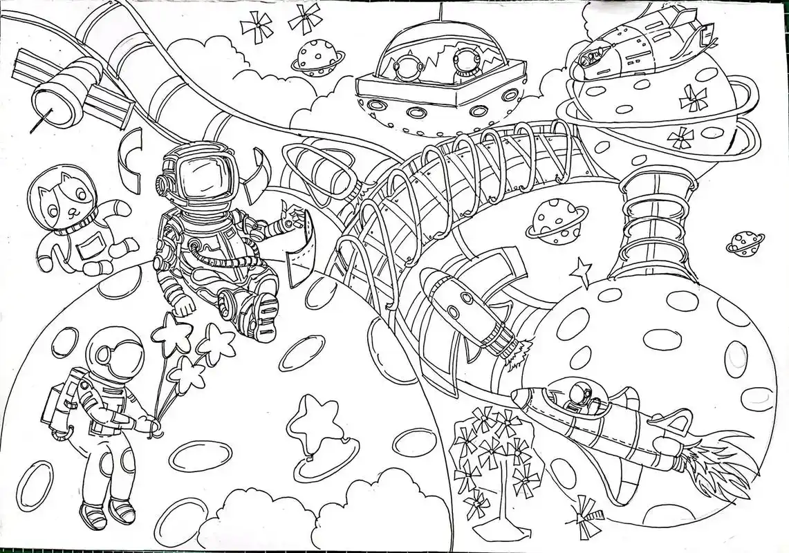 太空科技绘画,是不是很梦幻,年龄大了以后粉色了95感觉甜甜的 - 抖