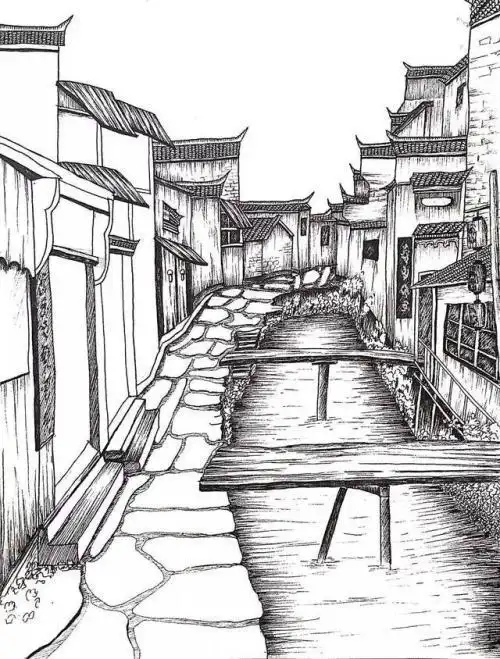 美丽小镇简笔画