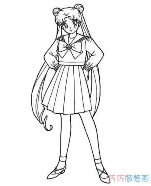 怎么画美少女战士简笔画涂色教程简单又漂亮