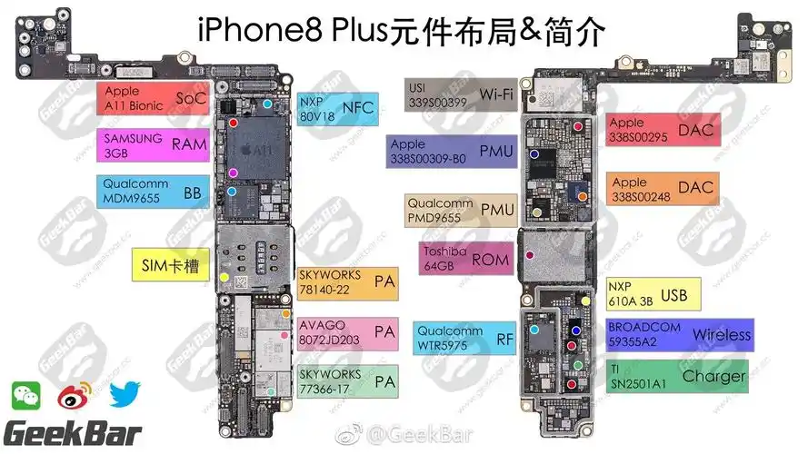 iphone 8 plus完全拆解:玻璃后壳碎成渣