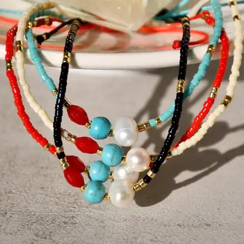 时尚民族风手工串珠珍珠手链女闺蜜编绳手链不掉色礼物饰品批发