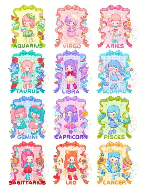 原创q版插画十二星座少女大合集下