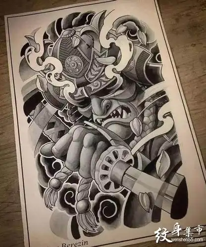 鬼武士纹身鬼武士纹身手稿鬼武士纹身手稿图案