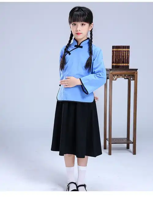 中国风国学套装校服三字经五四青年装民国服装男女学生民国服儿童