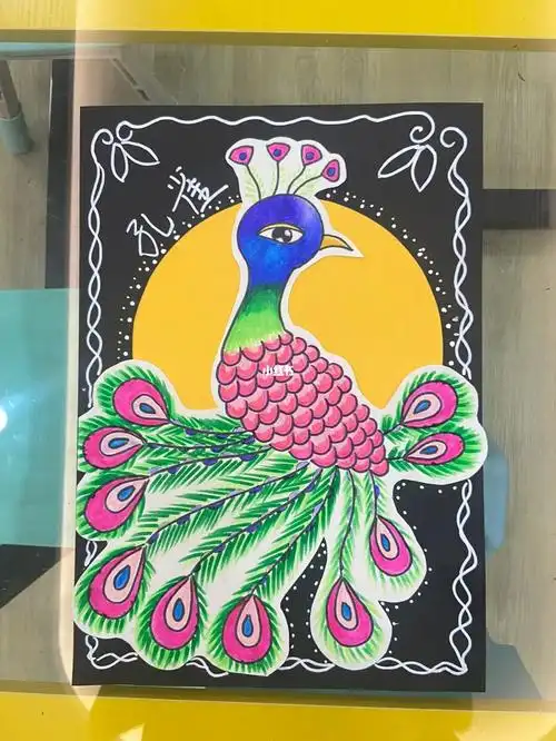 孔雀创意儿童画中班