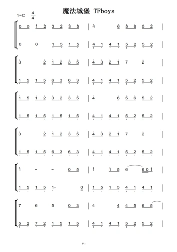 魔法城堡 tfboys 钢琴双手简谱 汇集大全