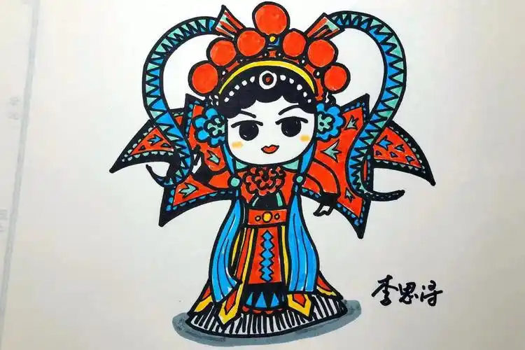 水彩笔画一个京剧里的刀马旦～轮廓细节有两头笔尖实现_手机搜狐网