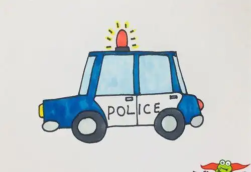 警车彩色卡通简笔画