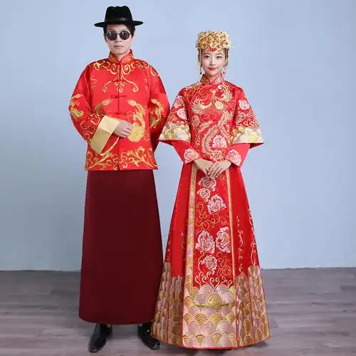 禾服中式婚礼新娘新郎结婚礼服唐装秀禾服黄晓明baby杨颖同款嫁衣