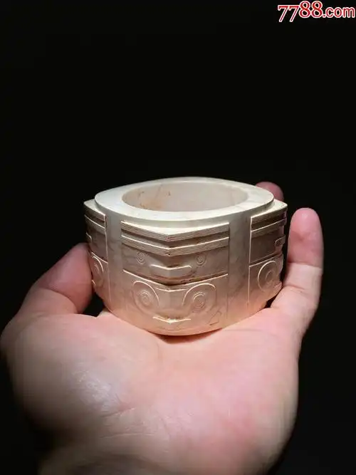 精品收藏良渚文化玉器高古玉玉琮人神兽面纹玉琮古玉老玉