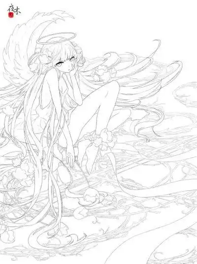 线稿 动漫 黑白素材 插画橡皮章手帐【果冻】