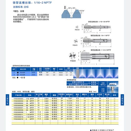 成量高性能美制锥管机用丝锥管螺纹丝锥nptf1/8-2寸