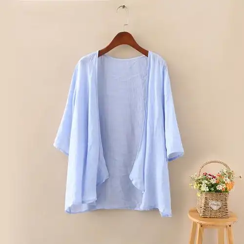 簘蕥搭配群子的夏天女款披肩小外套短装批肩文艺棉麻外搭开衫女薄款