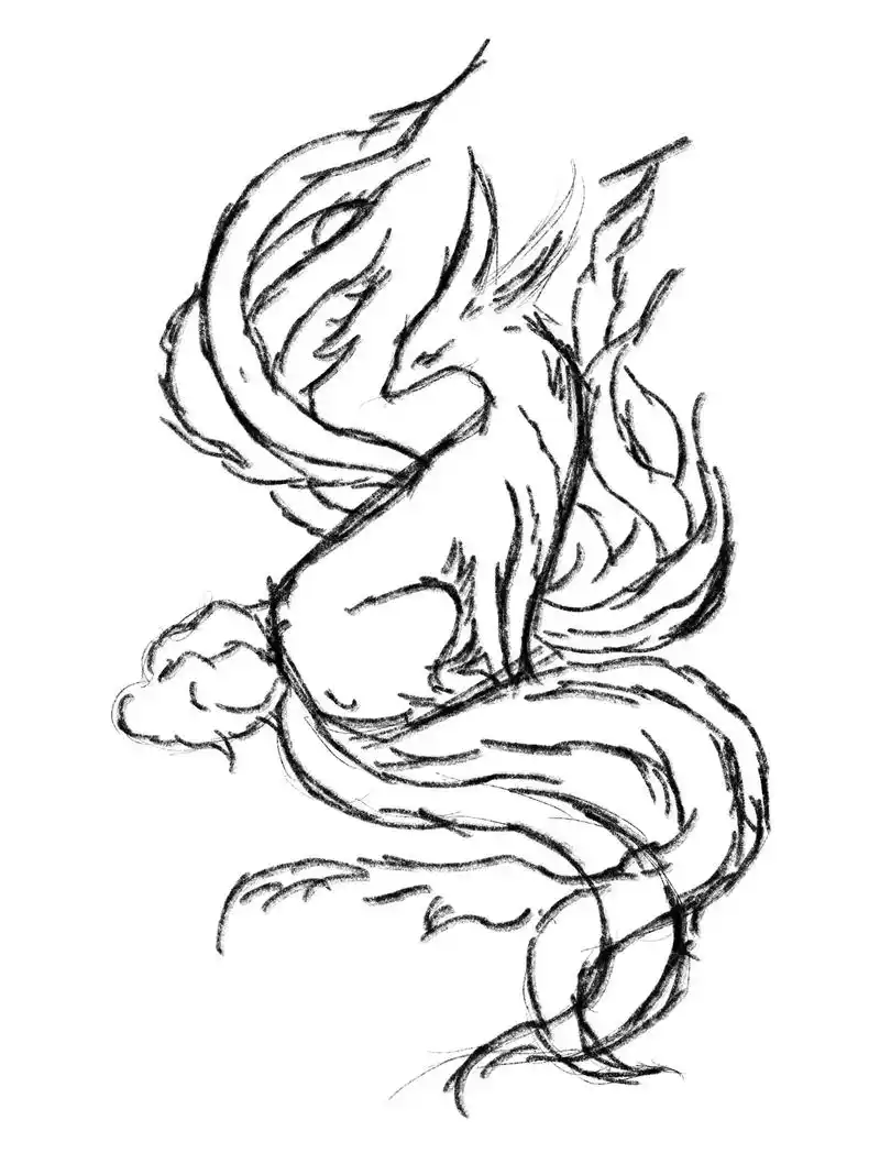 绘画过程.画一个山海经《九尾狐》#山海经 #procreat - 抖音