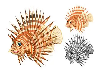 高品质狮子鱼卡通形象包括平面设计照片