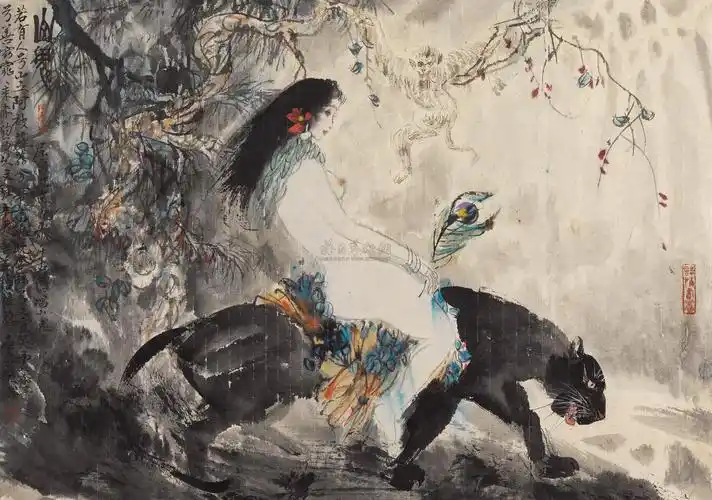 1299 山鬼图 镜心 设色纸本