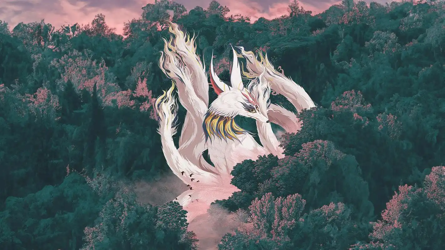 山海经异兽:九尾狐,长着九条尾巴,能幻化成人