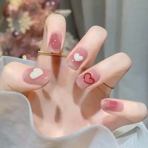腮红桃心穿戴甲2022春季新款显白气质美甲贴片成品穿戴式假指甲片