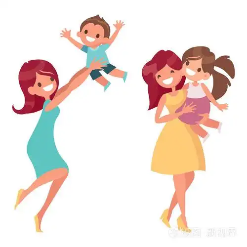 妈妈抱着她的女儿和她的儿子玩.