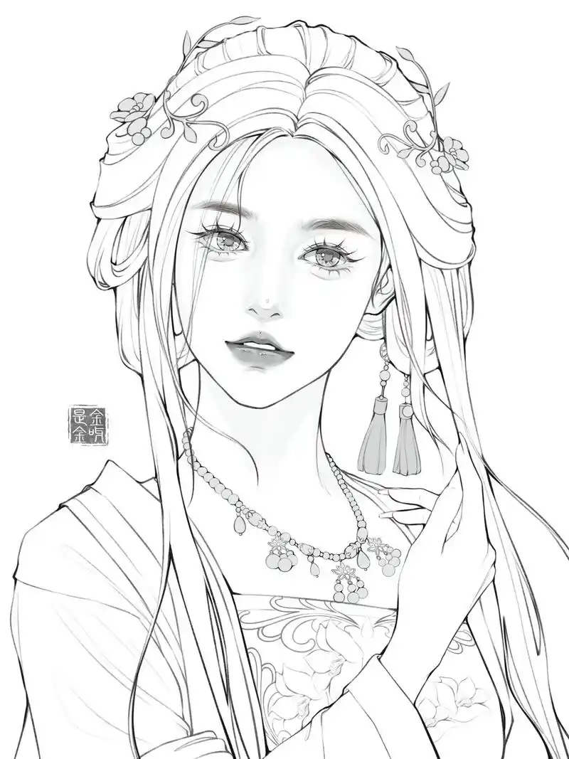 女生古风线稿练习.#procreate绘画 #绘画过程 #图 - 抖音
